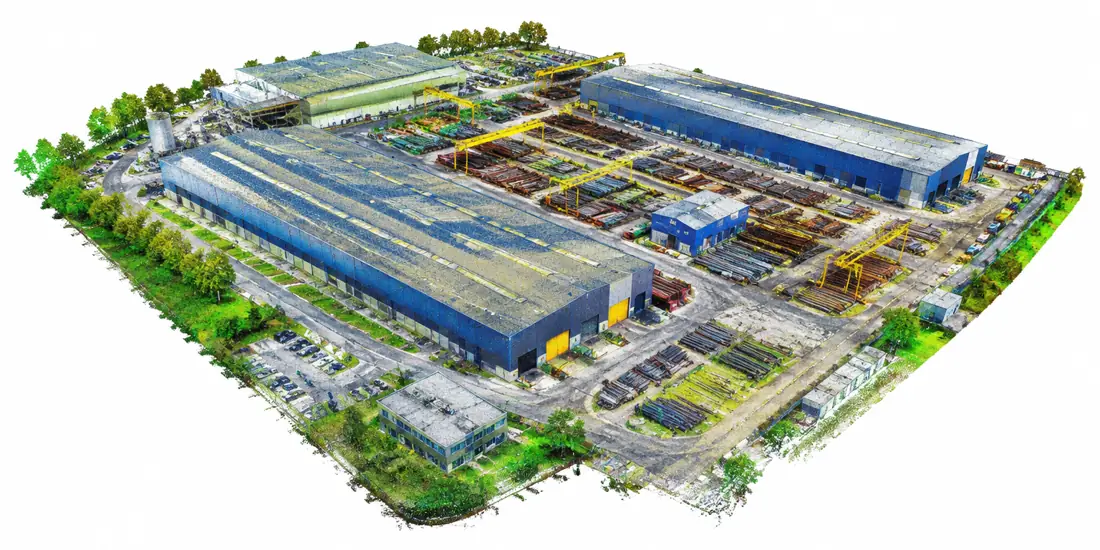 Illustration : site industriel en nuage de points